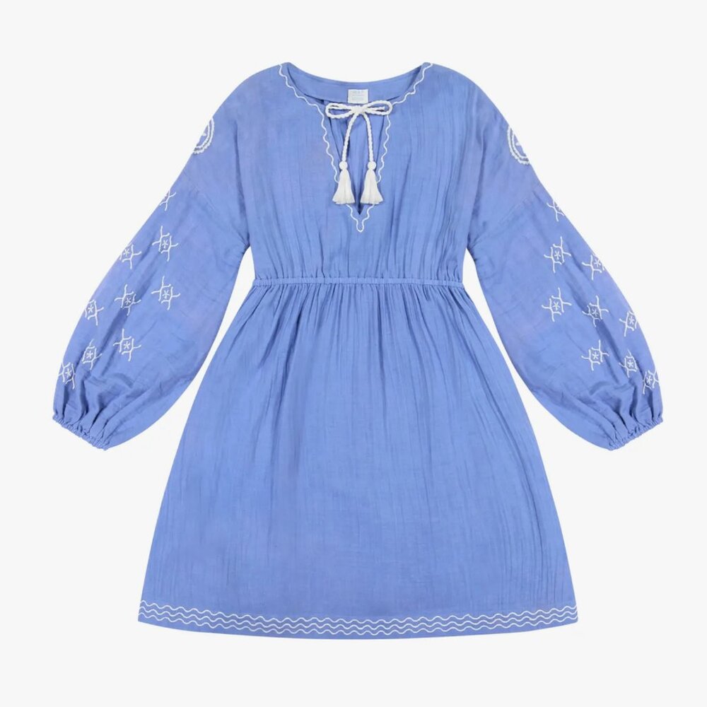 Mer St. Barth Elodie Embroidery Dress in Aegean Blue